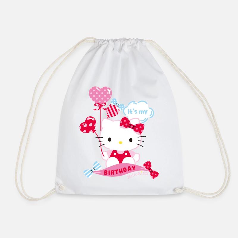 Hello Kitty Mit Ballons Geburtstags Design - Turnbeutel - Weiß