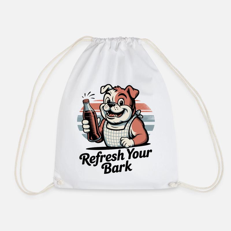 Refresh Your Bark Bulldog - Drawstring Bag - white