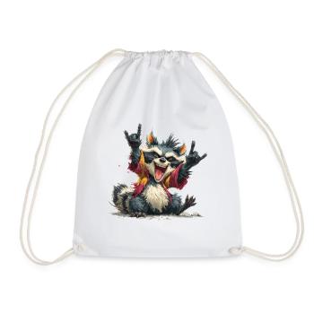Expressive raccoon in punk style - Drawstring Bag - white - Front