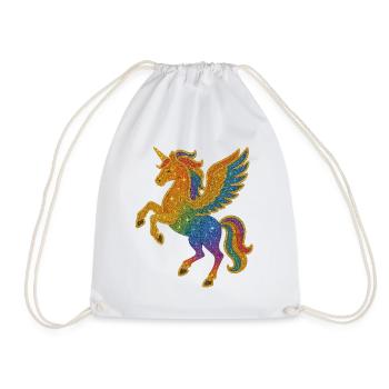 Glitzernde Regenbogen-Pegasus-Illustration - Turnbeutel - Weiß - Vorne
