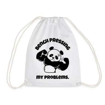 Bench Pressing My Problems - Drawstring Bag - white - Front