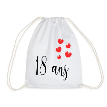 18. 18 ANS. 18e ANNIVERSAIRE. ANNIVERSAIRE 18 ANS. - Sac de sport léger - blanc - Devant
