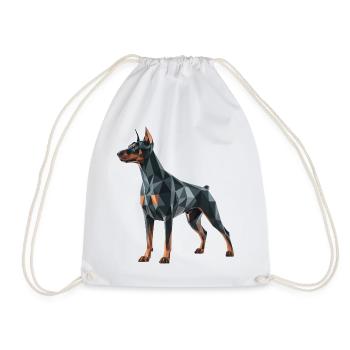 Dobermann - Cooles Low-Poly-Logo - Turnbeutel - Weiß - Vorne