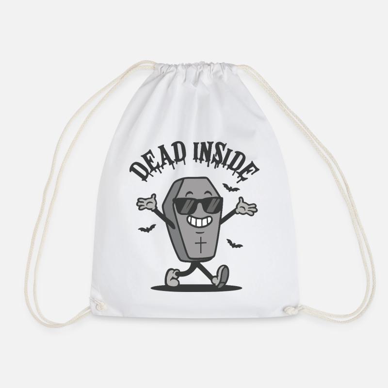 Dead Inside – Happy Coffin Halloween Design - Drawstring Bag - white