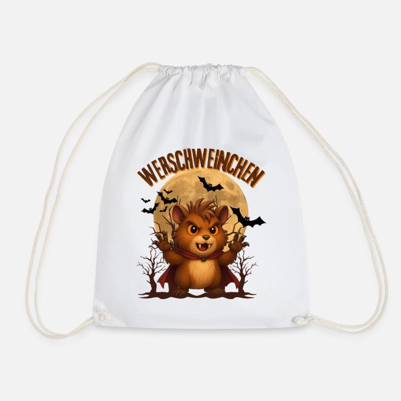 Vampirhamster  Meerschweinchen als Werwolf - Turnbeutel - Weiß