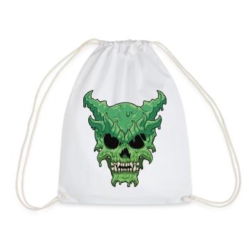 Dripping Green Demon Skull - Drawstring Bag - white - Front
