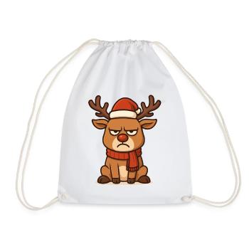 Grim Reindeer with Christmas Scarf - Drawstring Bag - white - Front