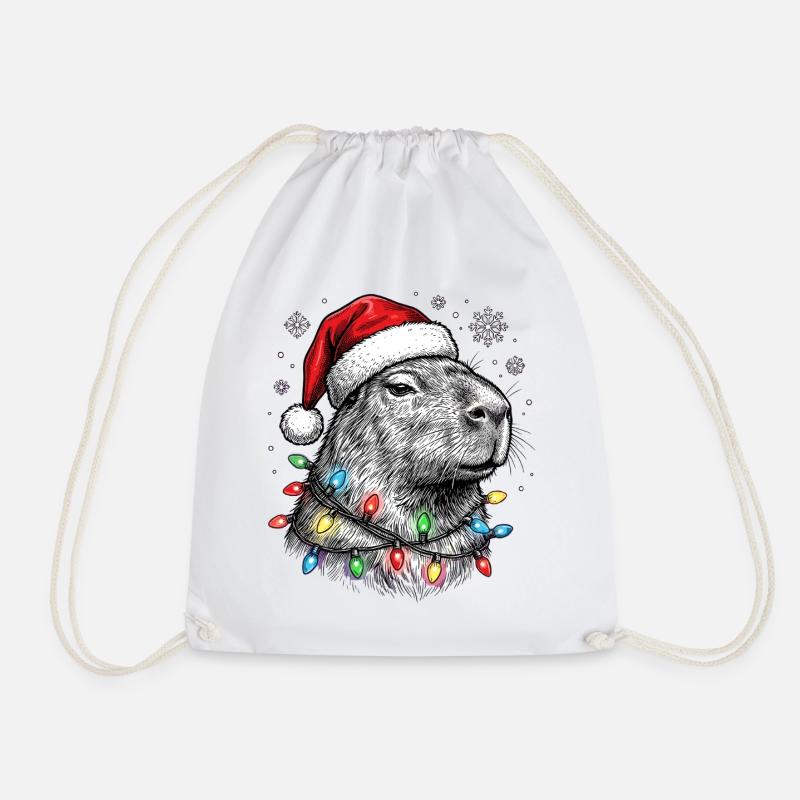 Süßes Capybara mit Weihnachtsmütze Christmas - Turnbeutel - Weiß