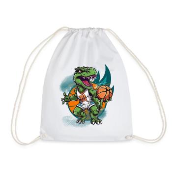 Basketball Dinosaur T-Rex Basketball Player - Drawstring Bag - white - Front