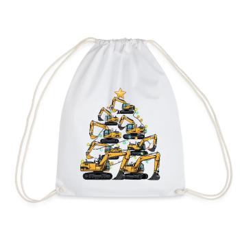 Cadeau du sapin de Noël drôle pour excavatrice - Sac de sport léger - blanc - Devant