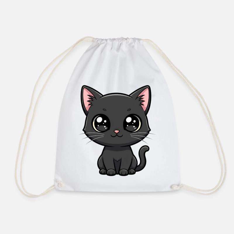 Midnight Kawaii Kitten - Turnbeutel - Weiß
