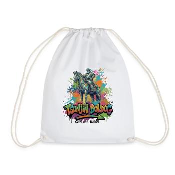 Genghis Khan – Rider of the Endless Steppe Wind - Drawstring Bag - white - Front