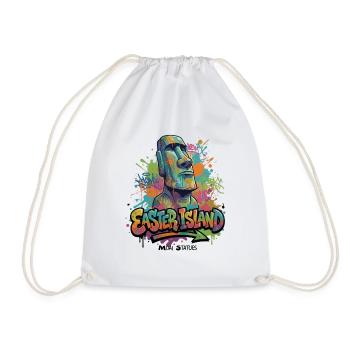 Moai – Guardians of Easter Island - Vibrant Graffiti - Drawstring Bag - white - Front