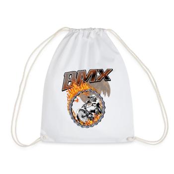 BMX Rider Fire Ring - Drawstring Bag - white - Front