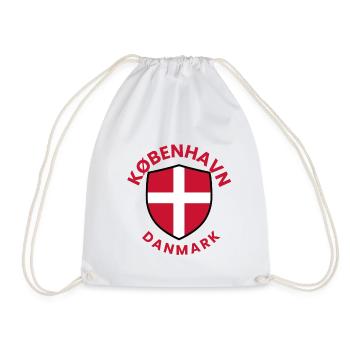 Copenhagen Shield with Danish Flag - Drawstring Bag - white - Front