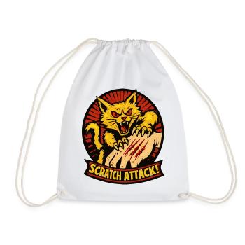 Scratch Attack Angry Cat Claw Design - Drawstring Bag - white - Front