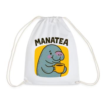 Manatea-Jubel: Manati schlürft Tee - Turnbeutel - Weiß - Vorne