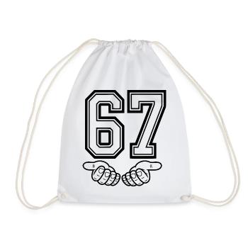 SIX SEVEN – 67 Number Memes in Retro Look - Drawstring Bag - white - Front