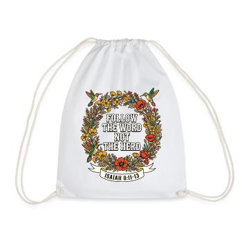 Follow The Word Not The Herd Hummingbird - Drawstring Bag - white - Front