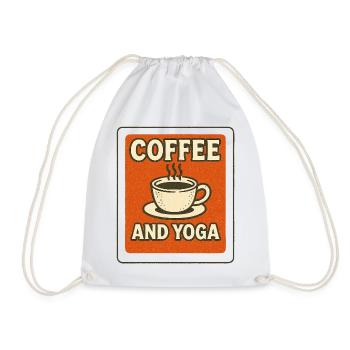 Kaffee- und Yoga-Retro-T-Shirt - Turnbeutel - Weiß - Vorne