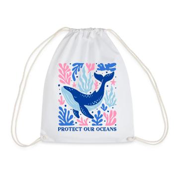Sauver les océans Bohèmes Protéger nos océans Baleine - Sac de sport léger - blanc - Devant