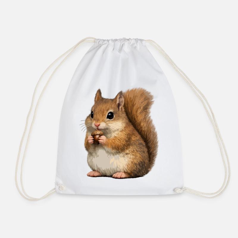 Squirrel with acorn - Drawstring Bag - white