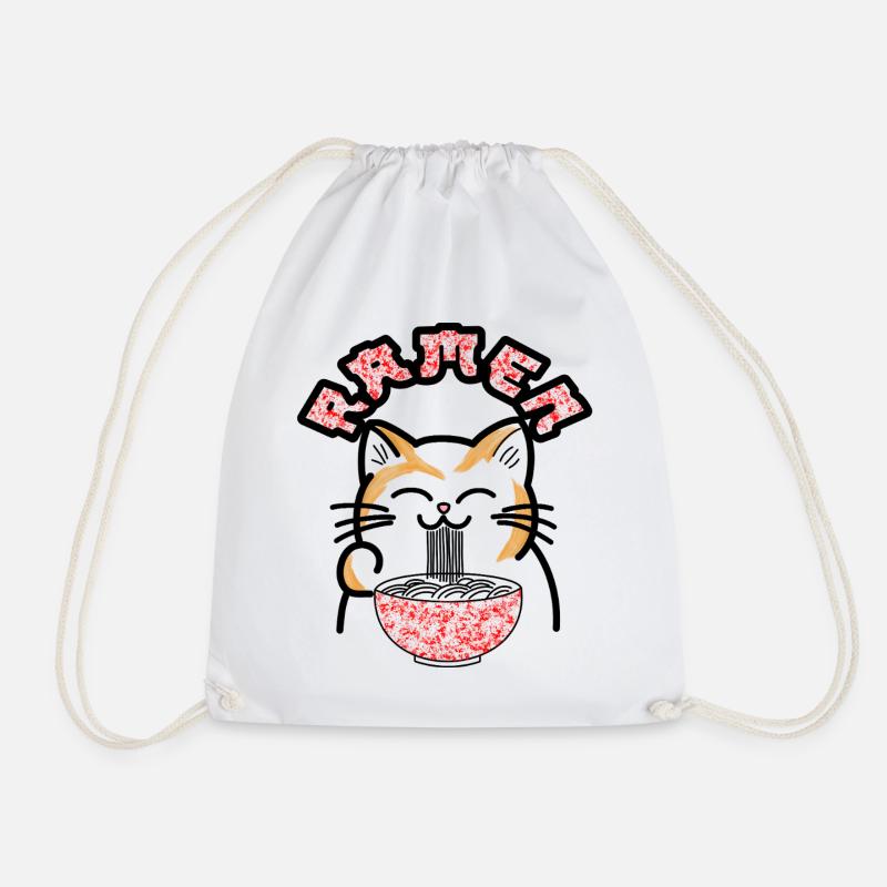 Ramen Cat Pop Art - Drawstring Bag - white