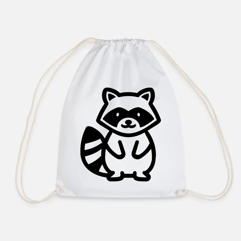 raccoon - Drawstring Bag - white