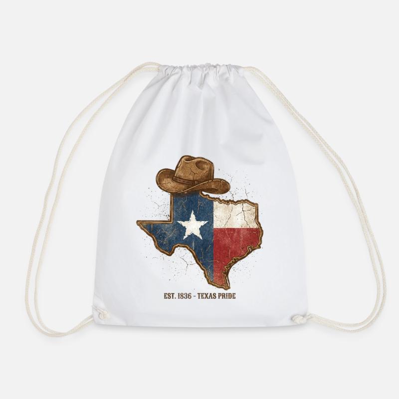 Texas Pride with cowboy hat - Drawstring Bag - white