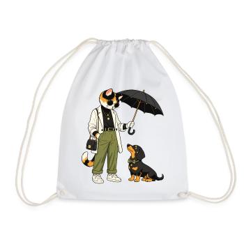 Cat style streetwear with dog - Drawstring Bag - white - Front