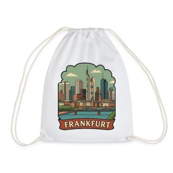 Autocollant rétro de voyage pour la Skyline de Francfort, Allemagne - Sac de sport léger - blanc - Devant