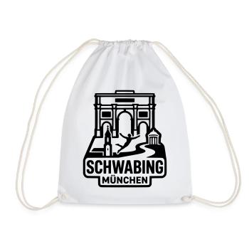 München Schwabing – Minimalistisches Skyline  - Turnbeutel - Weiß - Vorne