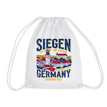 Vintage Siegen Germany City Of The Crown - Drawstring Bag - white - Front