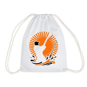 Angler Silhouette Icon - Drawstring Bag - white - Front