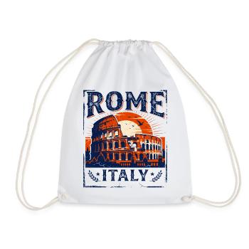 Vintage Rome Italy Colosseum Sunset Skyline - Drawstring Bag - white - Front