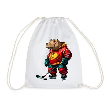 Nilpferde Eishockeyspieler / Hockey Flusspferd - Turnbeutel - Weiß - Vorne