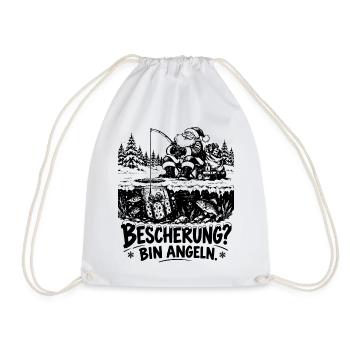 Lustiges Weihnachtsgeschenk für Angler - Turnbeutel - Weiß - Vorne