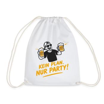 Kein Plan, Nur Party - Bierlaune - Turnbeutel - Weiß - Vorne