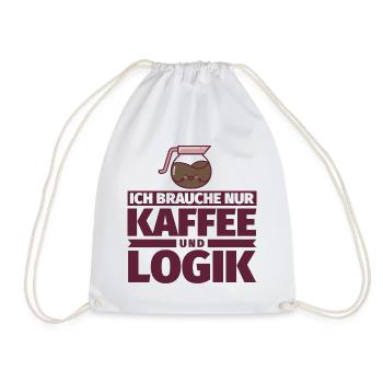 Ich brauche nur Kaffee und Logik - Turnbeutel - Weiß - Vorne