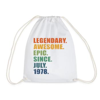 45th Birthday, July 1978, 45 Year Anniversary - Drawstring Bag - white - Front