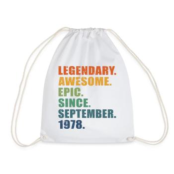 45th Birthday, September 1978, 45 Year Anniversary - Drawstring Bag - white - Front
