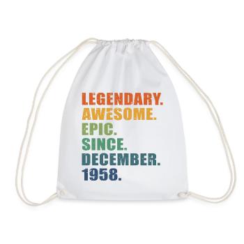 65th Birthday, December 1958, 65 Year Anniversary - Drawstring Bag - white - Front