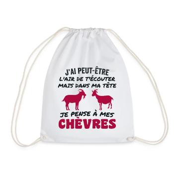 In My Head I Think About My Goats - Drawstring Bag - white - Front