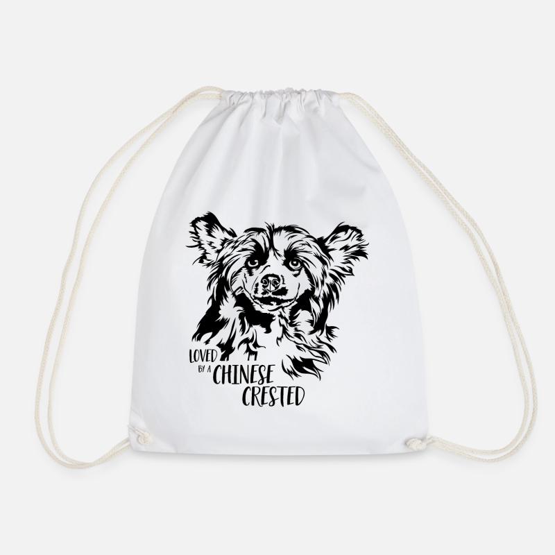 Loved by a Chinese Crested Hunde Hund Wilsigns - Turnbeutel - Weiß
