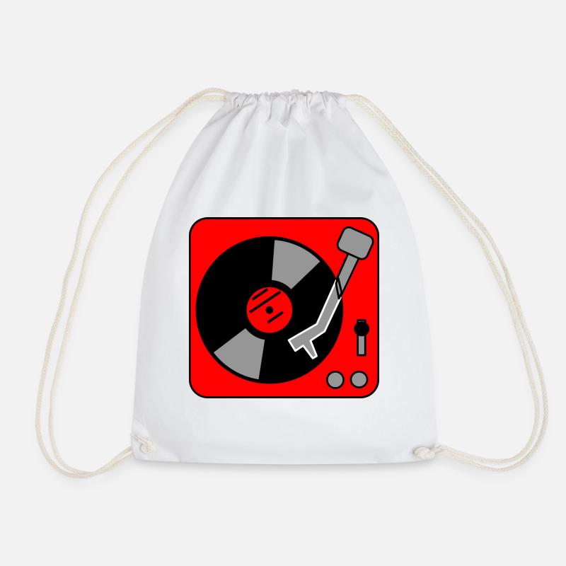 Schallplattenspieler Turntable Geschenkidee - Turnbeutel - Weiß