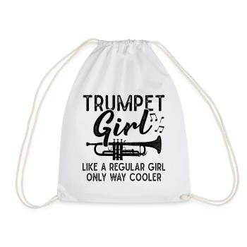 Trumpet Girls Brass Band Orchestra Musician - Drawstring Bag - white - Front
