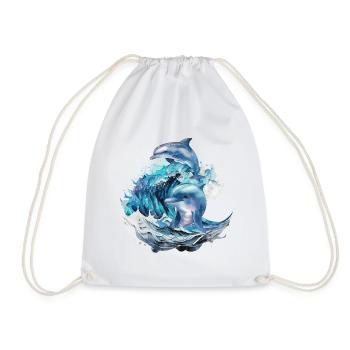 Dolphins in the surf - Drawstring Bag - white - Front