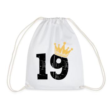 19 Crown 19th Birthday 19 years old - Drawstring Bag - white - Front