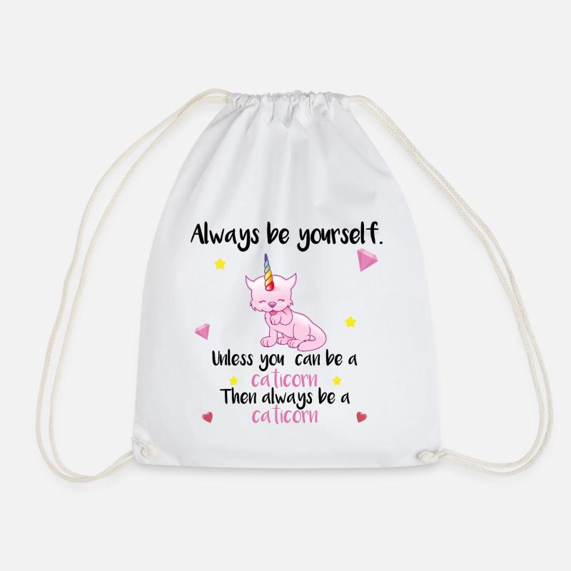 always yourself caticorn Einhorn Spruch süß cool - Turnbeutel - Weiß