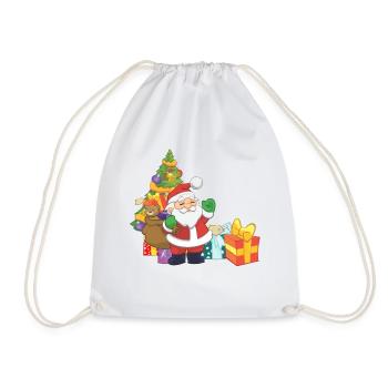Weihnachtsmann mit Geschenke - Turnbeutel - Weiß - Vorne